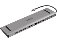 SITECOM Adaptateur USB + USB-C + HDMI + VGA + Ethernet + SD/MicroSD + 3.5 mm (CN-390)