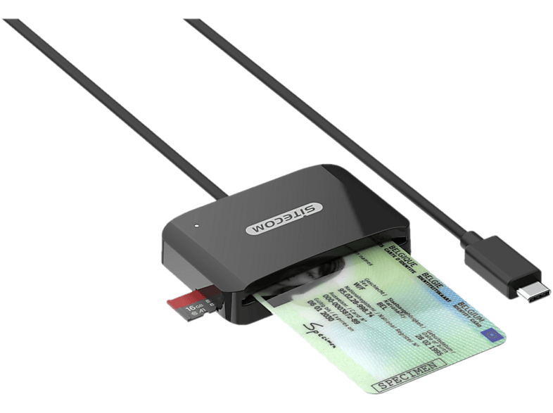 SITECOM Lecteur de carte d'identité / micro SD Argenté / Noir (MD