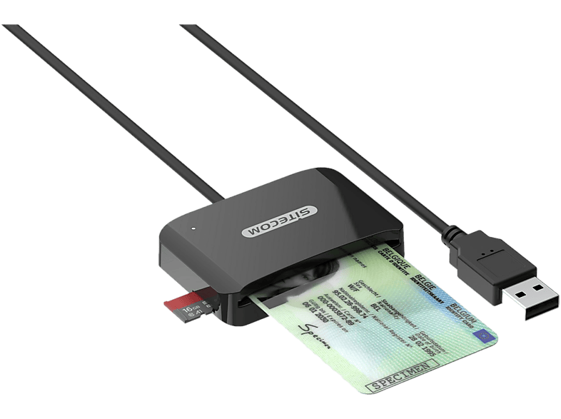 SITECOM Lecteur de carte d'identité / micro SD Argenté / Noir (MD