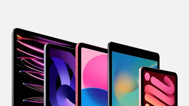 Une photo publicitaire de la gamme complète d'iPads d'Apple