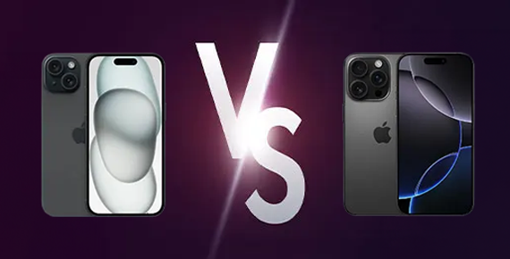 Un iPhone 15 et un iPhone 16 côte à côte.