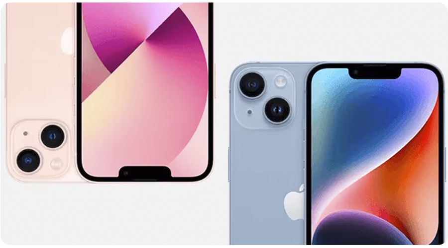 Deux iPhones sur fond gris.