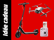 Petite bannière menant à la page Idées cadeaux - Photo, drones & e-mobilité