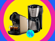 Petite bannière menant à la page Machines à café à dosettes