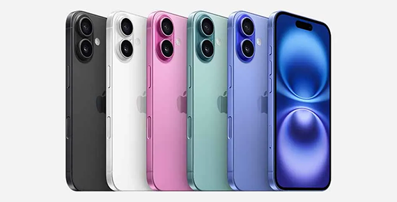 Toutes les couleurs d'iPhone 16 vus de face ou de dos.