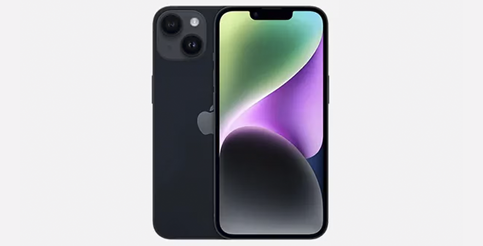 Un iPhone noir présenté de face et de dos sur un fond blanc.