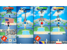 Charger l'image dans la galerie, Quatre personnes dans un jeu. Fond de la tour Eiffel. Drapeau et texte indiquent trop tôt.
