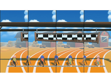 Charger l'image dans la galerie, Coureurs de dessins animés sur une piste, courant vers la ligne d'arrivée.
