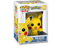 Charger l&#39;image dans la galerie, Figurine Pikachu Funko Pop dans une boîte. Pikachu est jaune avec des joues rouges et des oreilles à bout noir.
