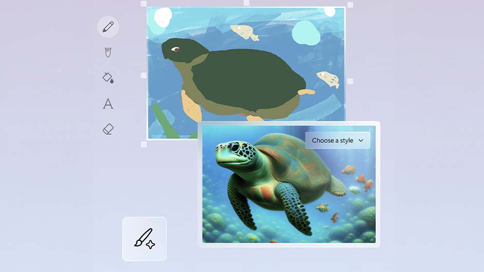 L'interface CoCreator de Windows 11 transformeun dessins en image réaliste grâce à l'intelligence artificielle.