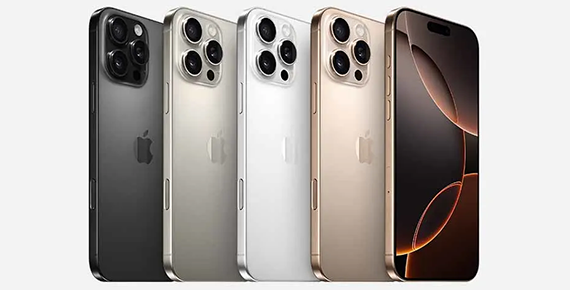 Toutes les couleurs d'iPhone 16 Pro vus de face ou de dos.