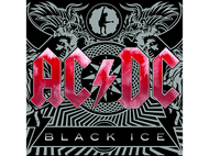 Pochette de l'album 'Black Ice' d'AC/DC avec le logo rouge du groupe et fond noir.