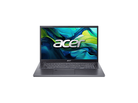 Un ordinateur portable Acer ouvert sur fond noir. L