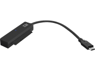 Câble adaptateur USB vers SATA ACT noir. Noir avec une lumière bleue à l'extrémité.