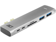 Charger l&#39;image dans la galerie, ACT Hub double USB-C 7-in-1 Gris (AC7025)
