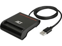 Charger l&#39;image dans la galerie, Lecteur de carte noir avec ligne rouge, connecté à un câble USB.

