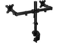 Charger l&#39;image dans la galerie, Support d&#39;écran noir pour deux écrans. Construction métallique, base à pince.
