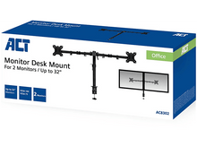 Charger l&#39;image dans la galerie, Boîte avec un support de bureau pour moniteur. A le nom du produit et montre deux moniteurs.
