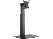 Charger l&#39;image dans la galerie, Un support d&#39;écran noir avec une base carrée et un support pour fixer un écran.
