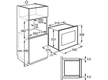Charger l&#39;image dans la galerie, Schéma d&#39;un four micro-ondes et d&#39;un four encastrés. Les dimensions sont indiquées en mm. Montre les étapes d&#39;installation.
