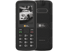 Charger l&#39;image dans la galerie, Téléphone noir robuste montrant une voiture sur l&#39;écran, avec le dos visible. Coque noire.
