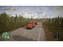 Charger l&#39;image dans la galerie, Camion sur une route dans un jeu avec des montagnes et un paysage vert.
