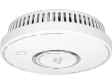 Charger l&#39;image dans la galerie, Détecteur de fumée blanc, avec du texte et un bouton de test.
