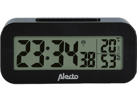 Une horloge numérique noire affichant l