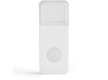 Charger l&#39;image dans la galerie, Veilleuse blanche avec un couvercle transparent. Bouton carré sur le devant. Isolé sur fond blanc.
