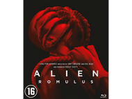Pochette du DVD Alien Romulus. Tête d'alien rouge, fond sombre, grand texte.