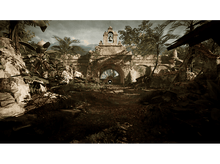 Charger l&#39;image dans la galerie, Entrée en arc de pierre d&#39;un bâtiment avec clocher, entouré de végétation de la jungle.
