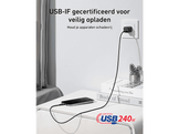 ANKER Câble USB-C vers USB-C, tressé bio souple, 1,8 m, 240 W, Noir