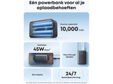 ANKER Nano (45 W, câble USB-C rétractable intégré), 10 000 mAh, noir