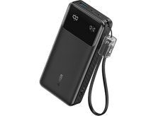 Charger l&#39;image dans la galerie, Batterie externe noire avec affichage numérique indiquant 100%. Elle a une dragonne et un bouton.
