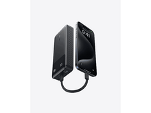 Charger l&#39;image dans la galerie, Un chargeur portable connecté à un téléphone. Le chargeur est noir et le téléphone est noir avec l&#39;heure 9h41.
