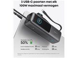 ANKER Zolo (165 W, câble USB-C rétractable intégré), 25 000 mAh Noir