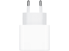 Charger l&#39;image dans la galerie, Chargeur Apple blanc avec deux broches, sur fond blanc.
