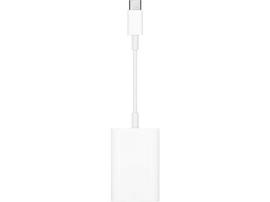 Un câble adaptateur USB-C vers HDMI blanc, avec un adaptateur rectangulaire blanc et un câble blanc.