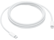 Un câble USB-C blanc, enroulé, avec des connecteurs aux deux extrémités.