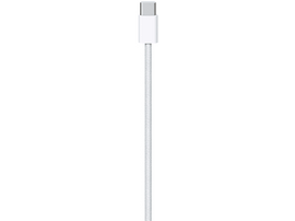 Un câble USB-C blanc avec un connecteur blanc sur fond blanc.