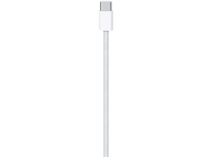Un câble USB-C blanc avec un connecteur blanc sur fond blanc.