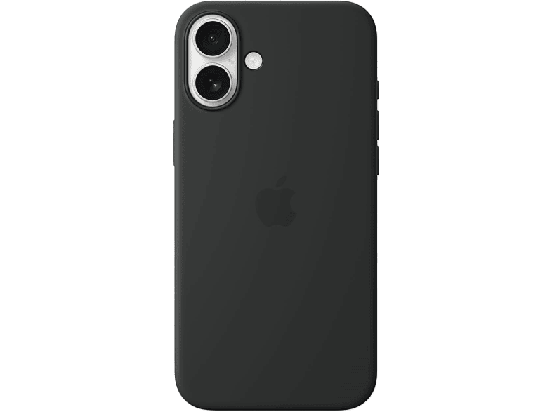 Une coque noire pour iPhone avec logo Apple et caméra.