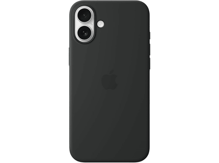 Une coque noire pour iPhone avec logo Apple et caméra.