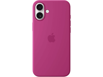 Coque d'iPhone rose avec deux objectifs et logo Apple. Fond noir.