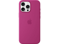 Coque de téléphone rose au dos d'un téléphone avec triple caméra et logo Apple.