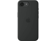 iPhone noir avec coque noire. Le logo Apple est visible au centre.
