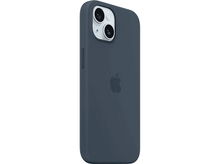 Charger l&#39;image dans la galerie, Coque de téléphone bleue avec découpe double caméra et logo Apple au dos.
