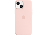Coque rose pour iPhone 13. Le logo Apple est visible au dos.
