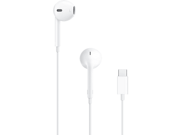 Écouteurs EarPods blancs Apple avec connecteur Lightning.