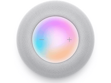 Charger l&#39;image dans la galerie, Haut-parleur blanc avec une lumière multicolore sur le dessus, entouré d&#39;un maillage blanc.
